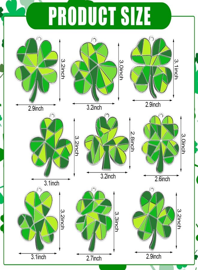 WinnerWhy 36 Sets St. Patrick's Day Shamrock Suncatchers Ornaments Decorations DIY Window Paint Suncatchers Craft Kits Lucky Shamrock Sun Catcher Gifts for Home Party Supplies Arts and Crafts Project - Image 2